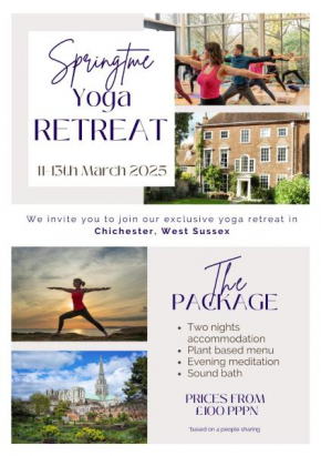 Springtime Chichester Yoga Retreat 11-13th March 2025 - Chichester City Centre with Plant Based Menu